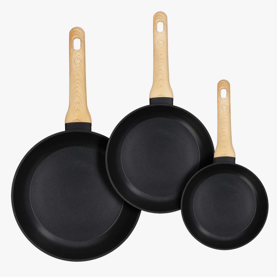 US MASTERCHEF FRYING PAN SET 3PCS NATURAL KITCHENWARE