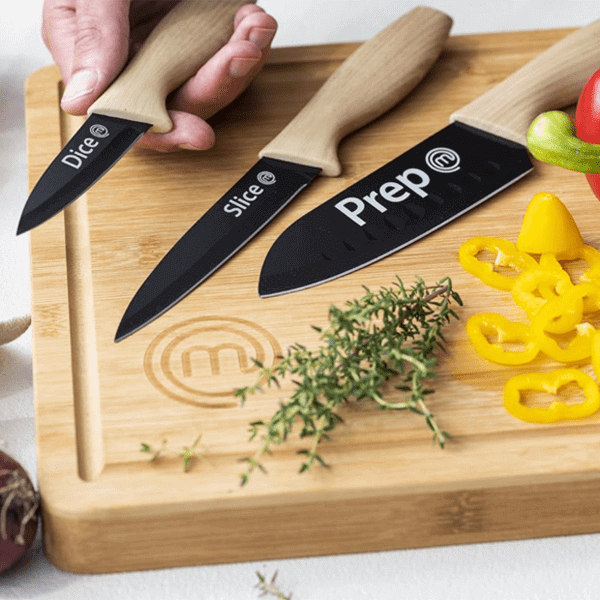 US MasterChef Knife & Board Set 6Pcs Natural Kitchenware