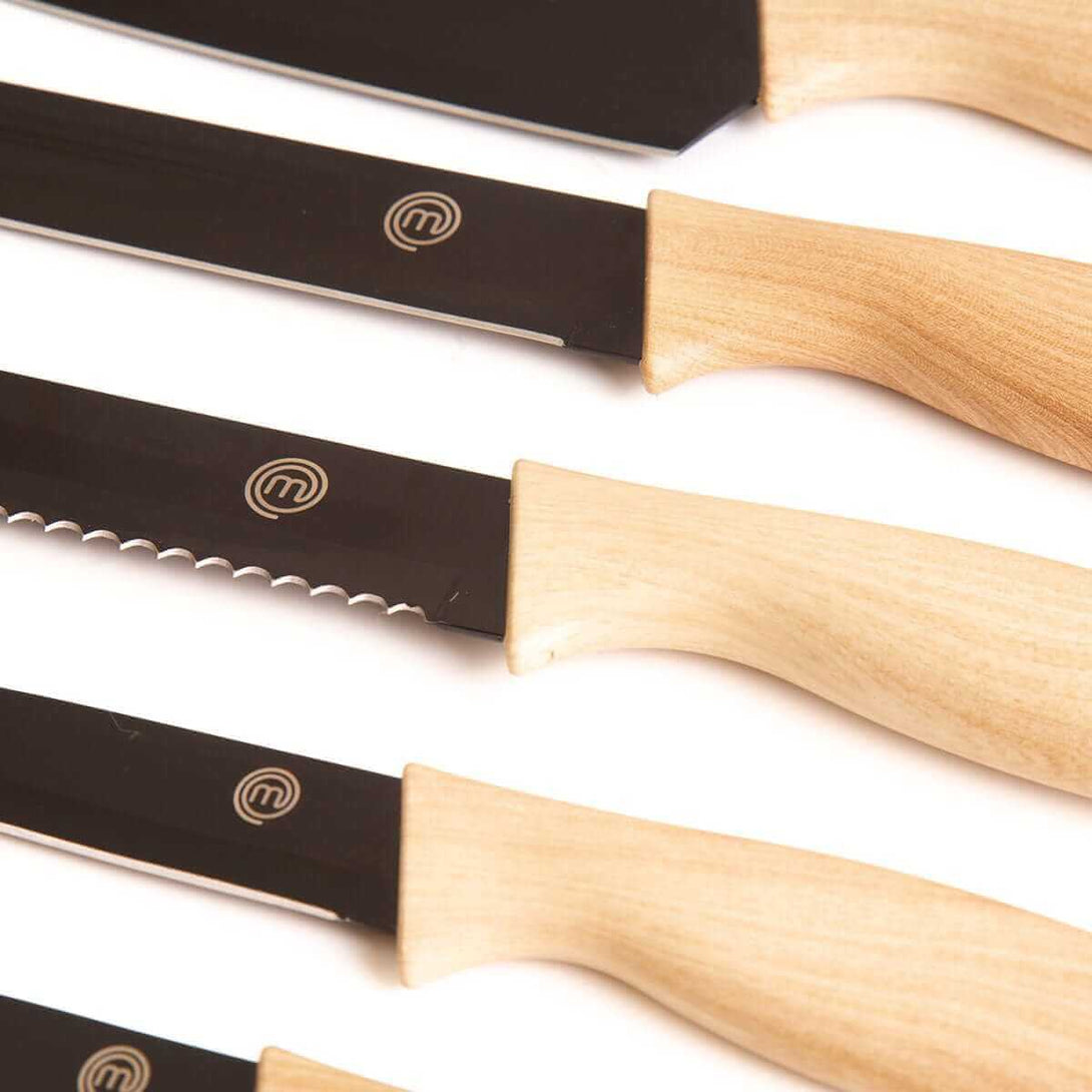 US MasterChef Knives & Block 5Pcs Natural Kitchenware