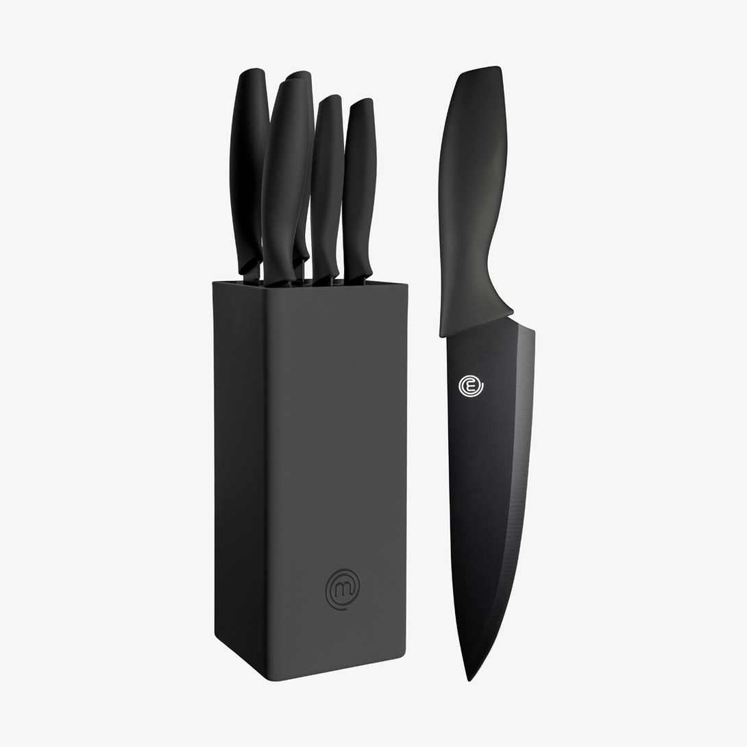 US MASTERCHEF KNIVES & BLOCK 6PCS ESSENTIAL KITCHENWARE