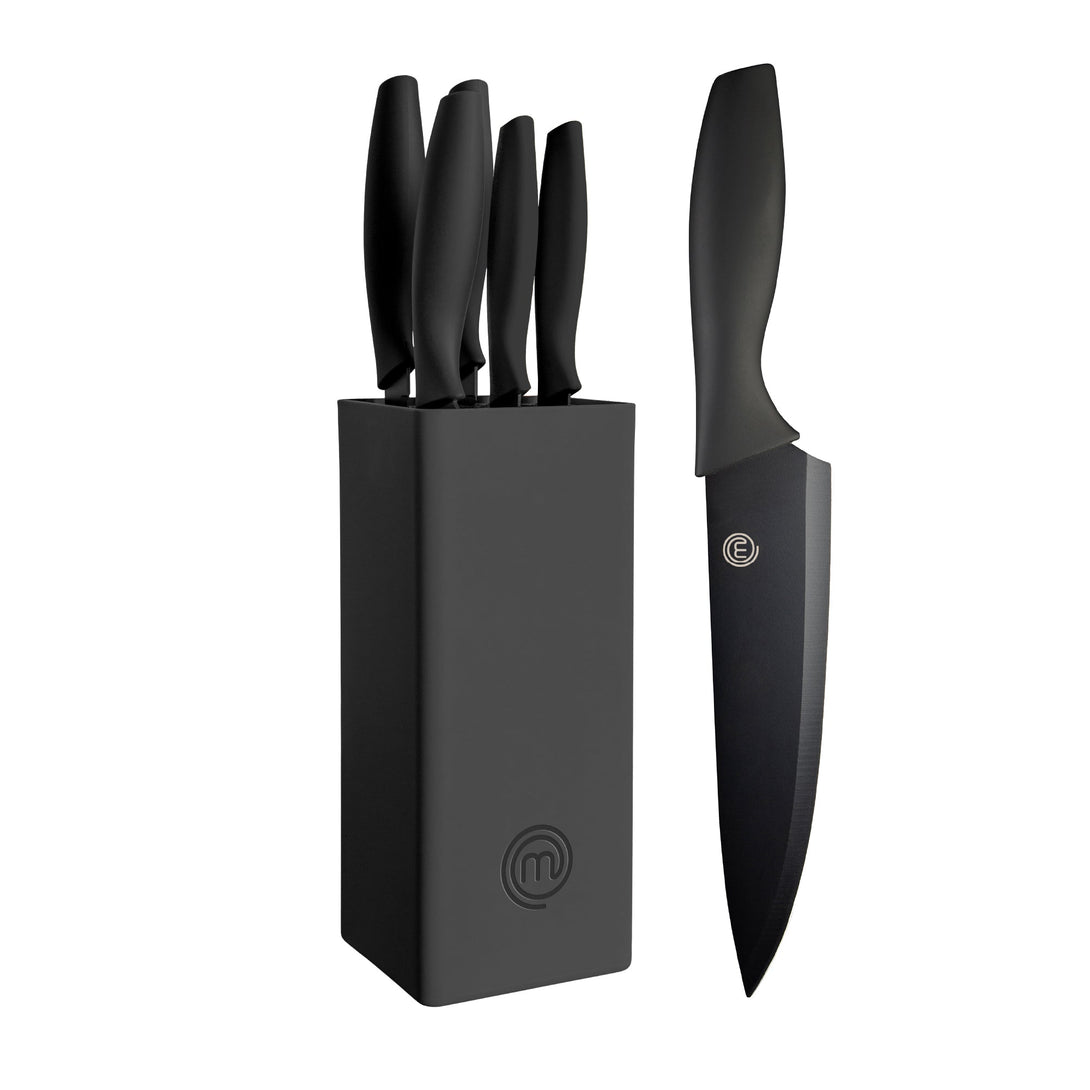 US MASTERCHEF KNIVES & BLOCK 6PCS ESSENTIAL KITCHENWARE